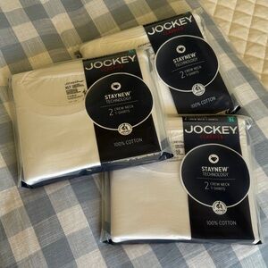 Jockey White Crew Neck T-Shirts 3 packages of 2 packs of shirts (6 shirts total)